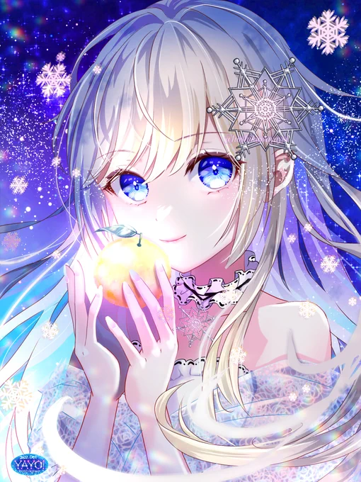 冬至 #冬至 #ゆず #宇宙 #雪の結晶 #チョーカー #イラスト #ibispaint #pixiv  