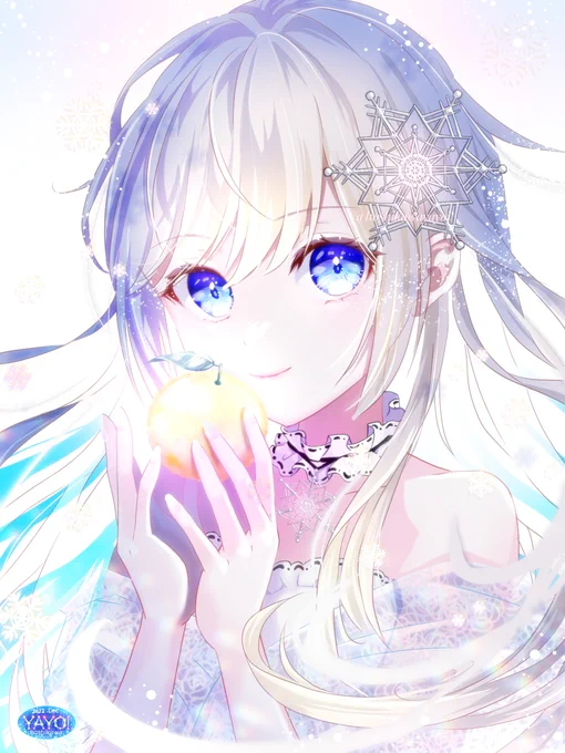 冬至 #冬至 #ゆず #宇宙 #雪の結晶 #チョーカー #イラスト #ibispaint #pixiv  