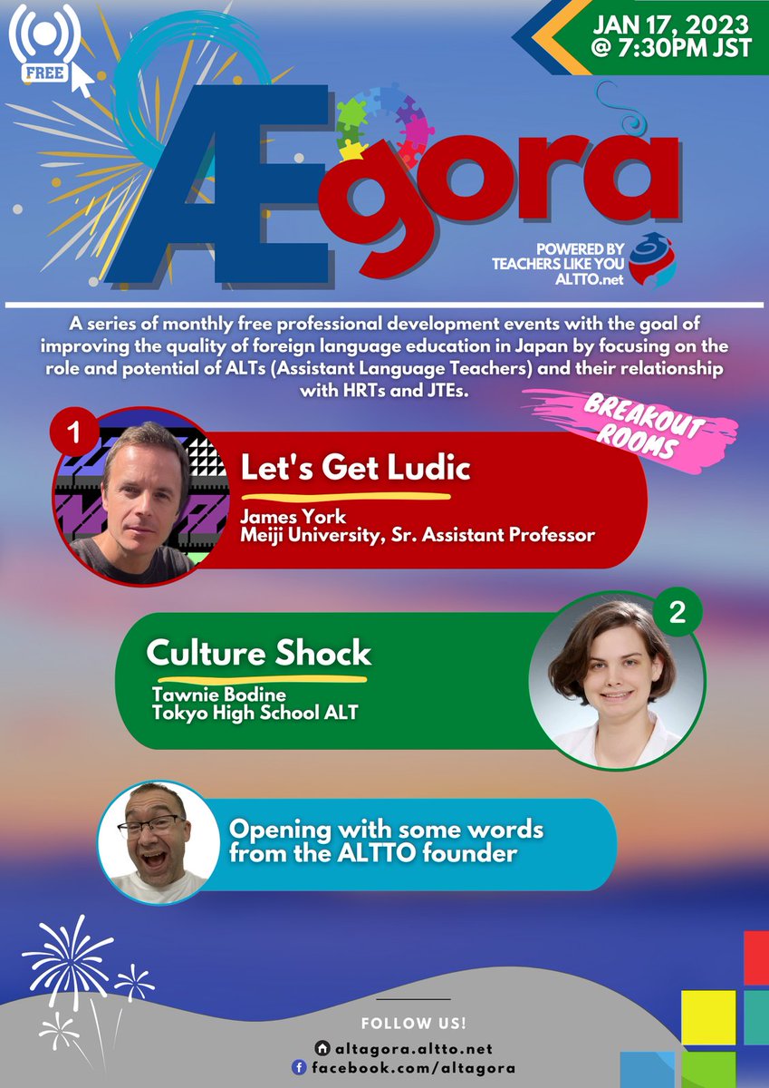 cheapshot's tweet photo. 📣 I'll be chatting at a language teaching event in Japan next Tuesday at 19:30 (JST).
✨Register here for 🆓: https://t.co/YwrApo4vu8
🤸♀️Let’s get ludic!🤸♂️
#ALT #GBL #LangChat #MFLTwitterati #LLP #LLPJournal https://t.co/JAv6TXfP5D