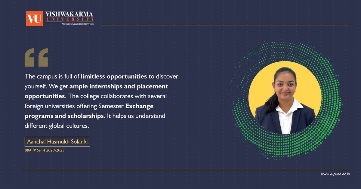 VU_Connect's tweet photo. Let’s hear it from our very own Vishwakarma Family.
#vishwakarmauniversity #students #testimonial #experience #newopportunities #gainedexperience #bestuniversity #topuniversity #lifeatvu #pune #placements #studentsinternships https://t.co/X0Td23F5kv