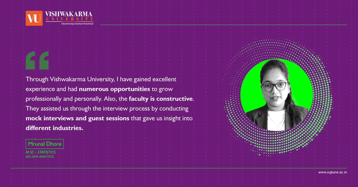 VU_Connect's tweet photo. Let’s hear it from our very own Vishwakarma Family.
#vishwakarmauniversity #students #testimonial #experience #newopportunities #gainedexperience #bestuniversity #topuniversity #lifeatvu #pune #placements #studentsinternships https://t.co/X0Td23F5kv
