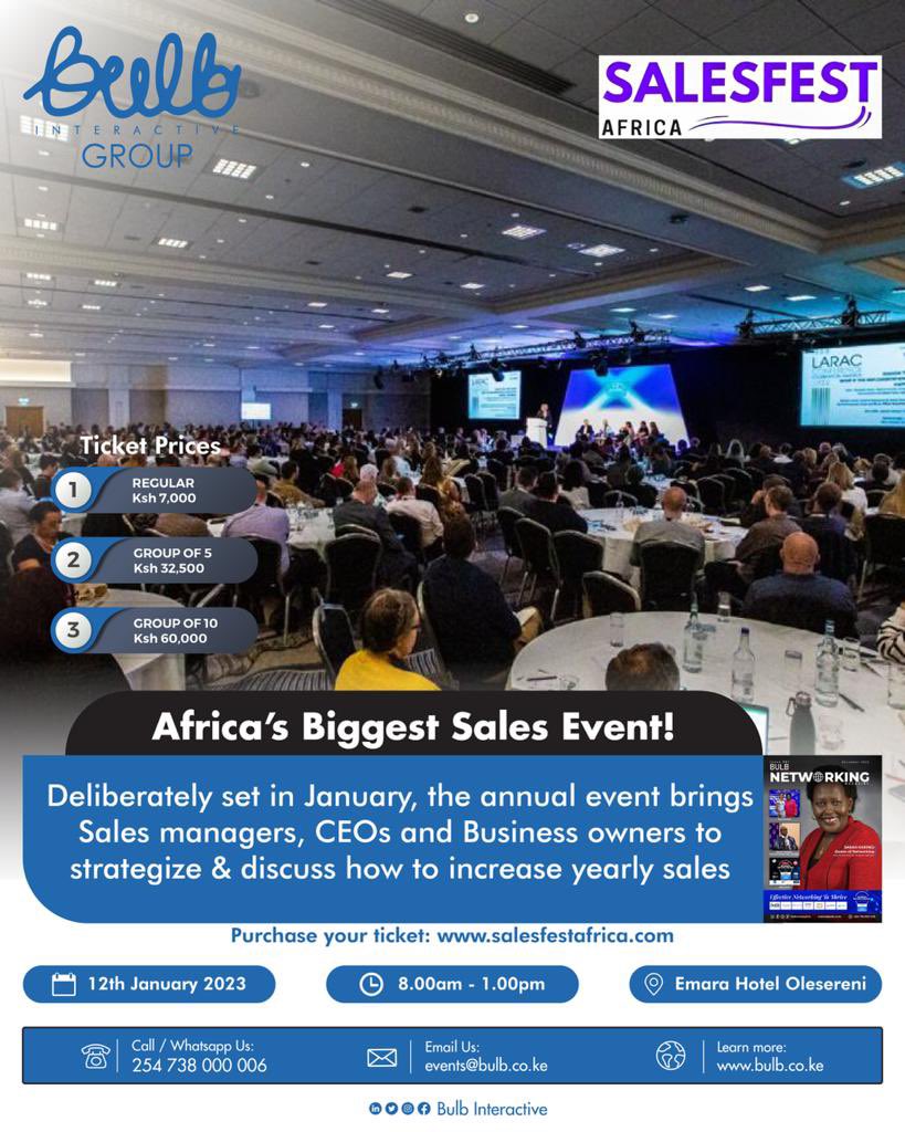 bulbinteractive's tweet photo. Attend to learn how to sell beyond your sales target in 2023.
Get your tickets here https://t.co/5sqJKJZoio
#SalesfestAfrica2023 #Salesfest #Marketing #Sales https://t.co/XhLBT4Xk2D