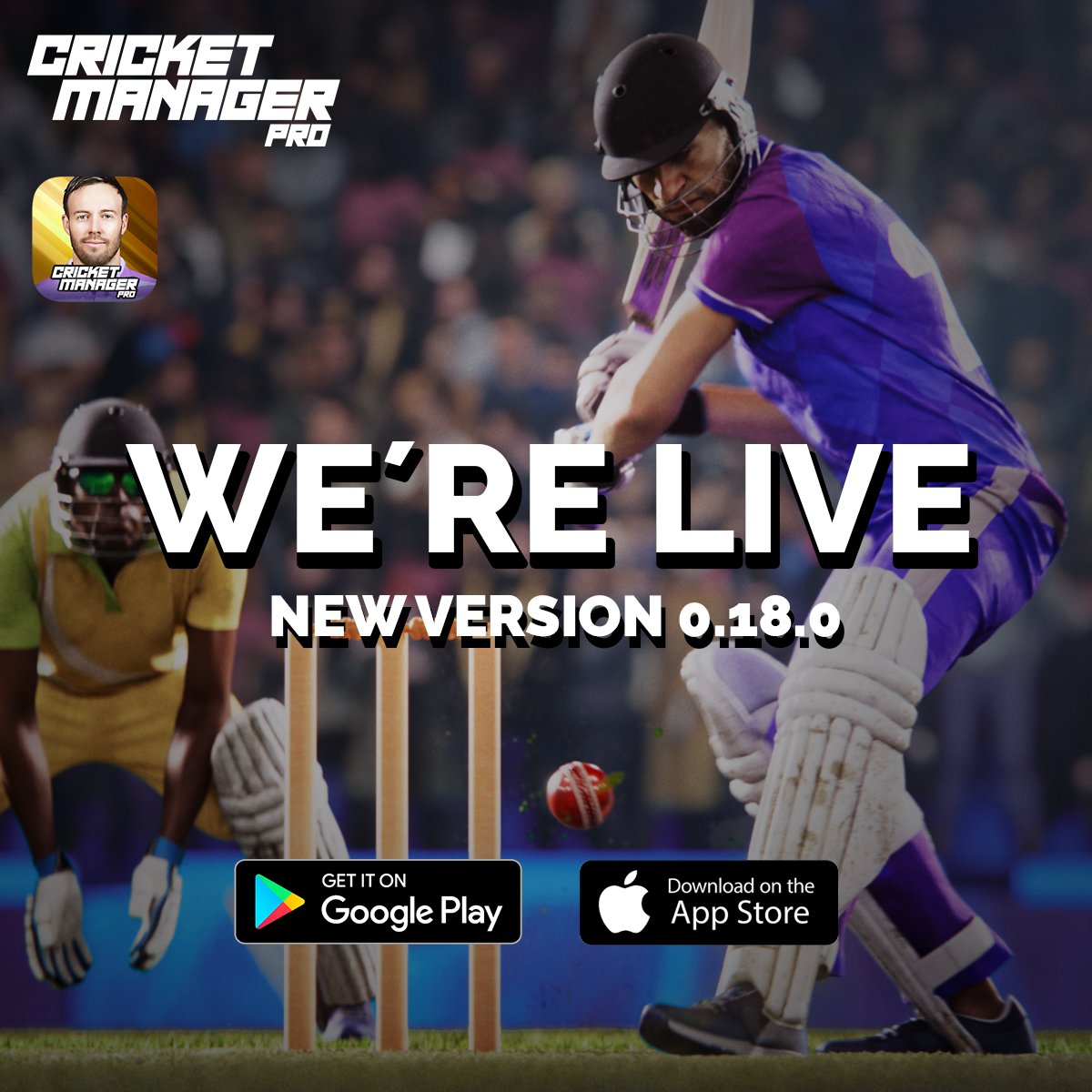 cricket_manager's tweet photo. Managers, The new version is LIVE!

This update brings new highlight popups and many exciting updates to Arena &amp; Info texts, including all-new Player Skills Icons. 

Additionally, this update brings more optimisations &amp; improvements! Keep the great suggestions coming!

Good luck! https://t.co/BerP4mmqJ5