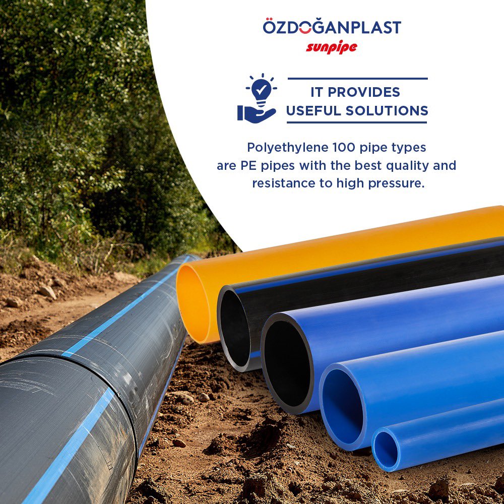 ozdoganplast's tweet photo. ✅ PE 100 Pipes are defined as a perfect product with the useful solutions it offers. It does not cause any problems during loading and transportation. While it provides easy assembly, it is also resistant to breaking and cracking.💡

#Özdoğanplast #Sunpipe #Pipe #PlasticPipe https://t.co/CgdnlwCMCN