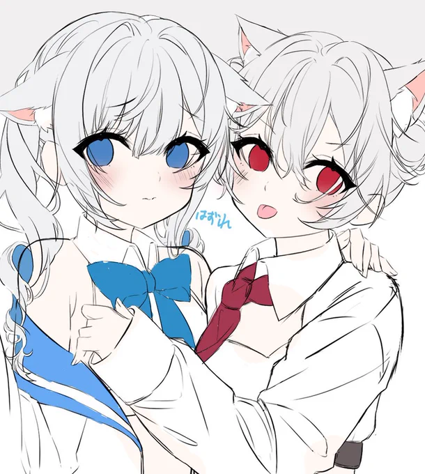 けもちゃんTwins下絵妹の髪型悩み中… 