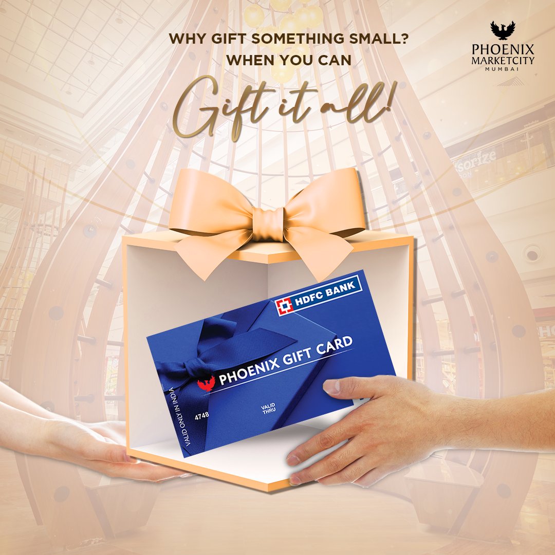 MarketcityKurla's tweet photo. Phoenix Gift card is the solution to your gifting dilemma.​
​
Here's what's in store: ​
- Freedom to choose their own gifts ​
- Valid across all Phoenix Malls in India​
- Easy online &amp; offline purchase ​
 ​
Get the #PhoenixGiftCard for your loved ones- https://t.co/9ToEzVEgnp. https://t.co/Vyk66bYEy4