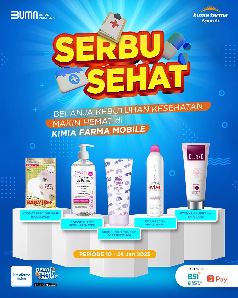 KFMobile_id's tweet photo. Tahun baru SERBU SEHAT!!🔥

Lengkapi kebutuhan keluarga di awal tahun dengan mendapatkan potongan harga, tambahan Cashback sampai gratis ongkir hanya di Aplikasi Kimia Farma Mobile!!!🔥😍

Checkout sekarang!!!🤩

#DekatCepatSehat #KimiaFarmaMobile #NewYearSale #SerbuSehat https://t.co/OW7GOAE5Td