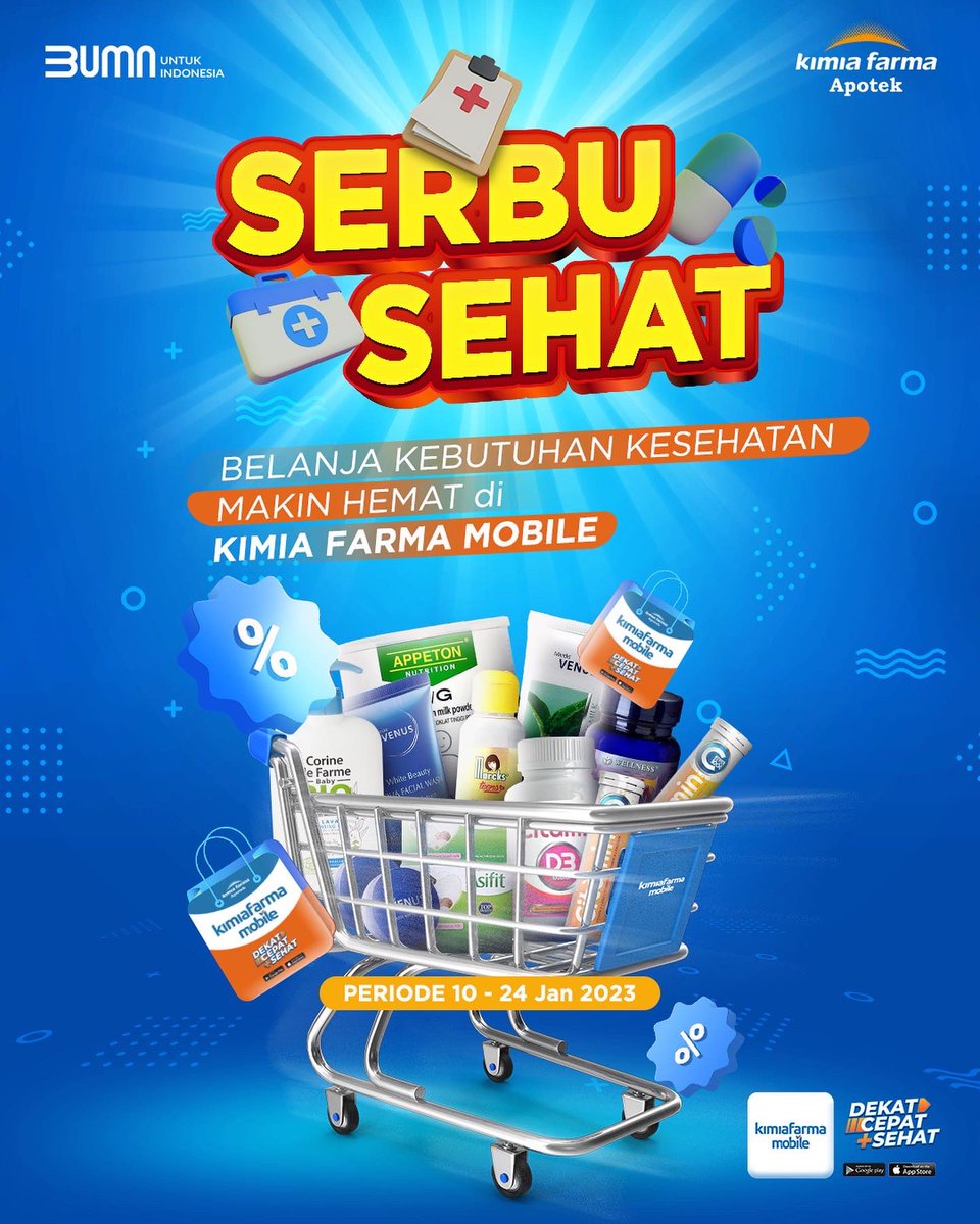 KFMobile_id's tweet photo. Tahun baru SERBU SEHAT!!🔥

Lengkapi kebutuhan keluarga di awal tahun dengan mendapatkan potongan harga, tambahan Cashback sampai gratis ongkir hanya di Aplikasi Kimia Farma Mobile!!!🔥😍

Checkout sekarang!!!🤩

#DekatCepatSehat #KimiaFarmaMobile #NewYearSale #SerbuSehat https://t.co/OW7GOAE5Td