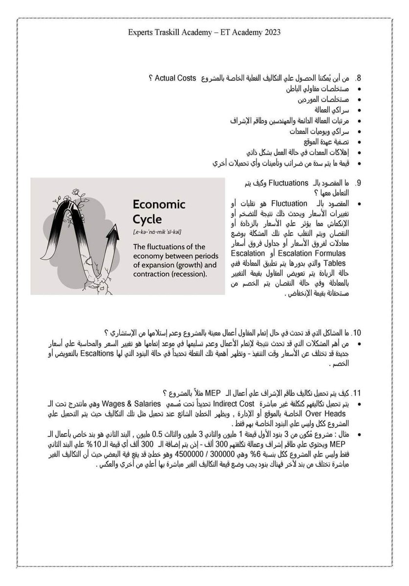 AcademyTraskill's tweet image. إجمع مهندسي الـ #Cost_Control هنا
جزء من أسئلة الـ #إنترفيو لمهندسي الـ Cost Control
عشان نبعتلك الأسئلة كاملة PDF سيب تعليق وهنبعت تباعاً
#من_كورس_Cost_Control
لو مهتم تعرف تفاصيل أكتر تقدر تتواصل معانا من خلال اللينك دا وهنبعتلك التفاصيل خلال ساعات :
wa.me/201140471614