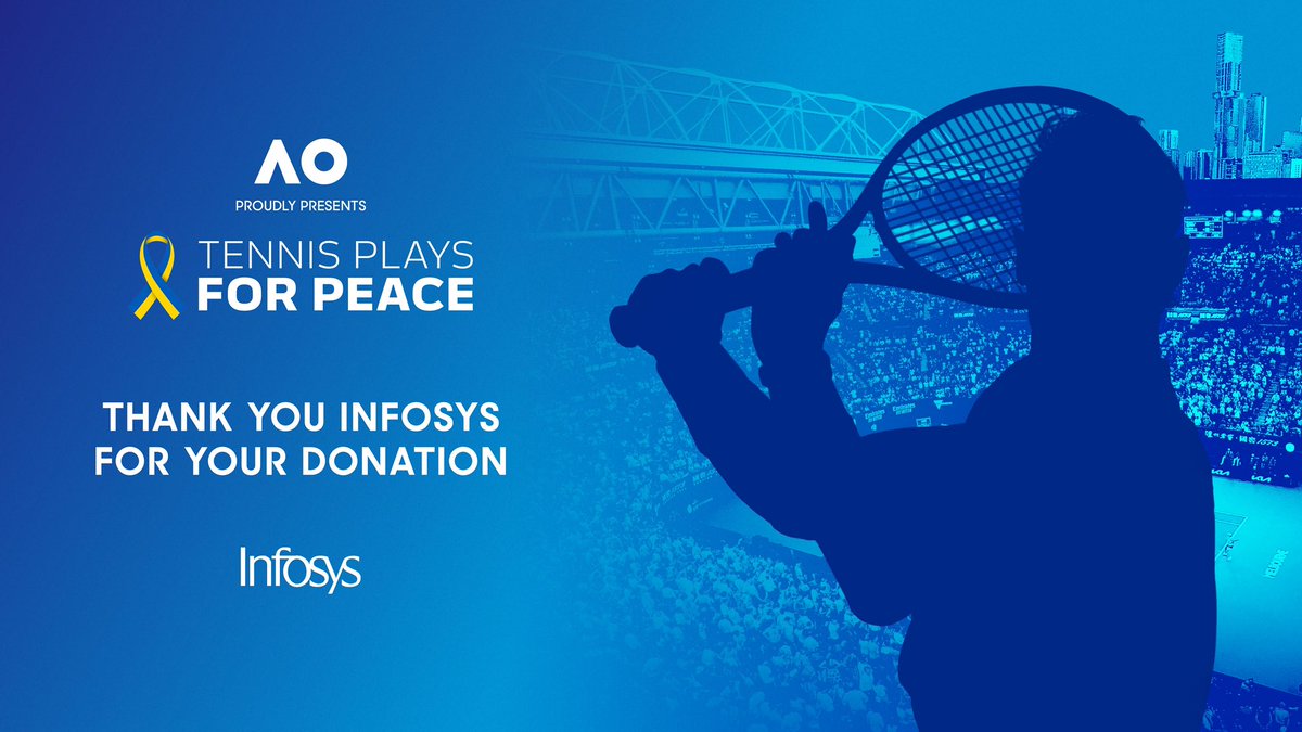 AustralianOpen's tweet photo. Our Tennis Plays for Peace event is about to kick off. We'd like to thank @InfosysAusNZ for their generous donation, as well as everyone attending tonight and those who have donated to this important cause. 💙💛🎾 https://t.co/jSbGzkjOTM