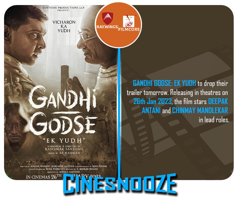 RFilmcore's tweet photo. #GandhiGodse to release it’s trailer tomorrow starring #ChinmayMandlekar and #DeepakAntani in lead roles 
#raywingsfilmcore #cinesnooze #Hindifilm #indiancinema  #UpcomingMovie #cinema #bollywoodlife #bollywoodmovies #Bollywooddrama #bollywoodupdate #bollywoodnews #bollywooddstar https://t.co/IxpsMpOGE8
