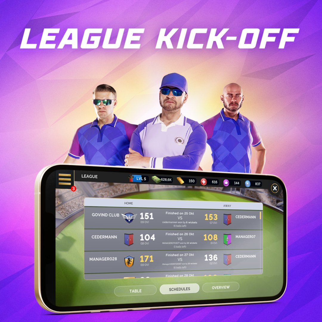 cricket_manager's tweet photo. The Cricket Manager League has kicked off! 🏏 Good Luck with the new season Managers. https://t.co/URm5Mcq1It