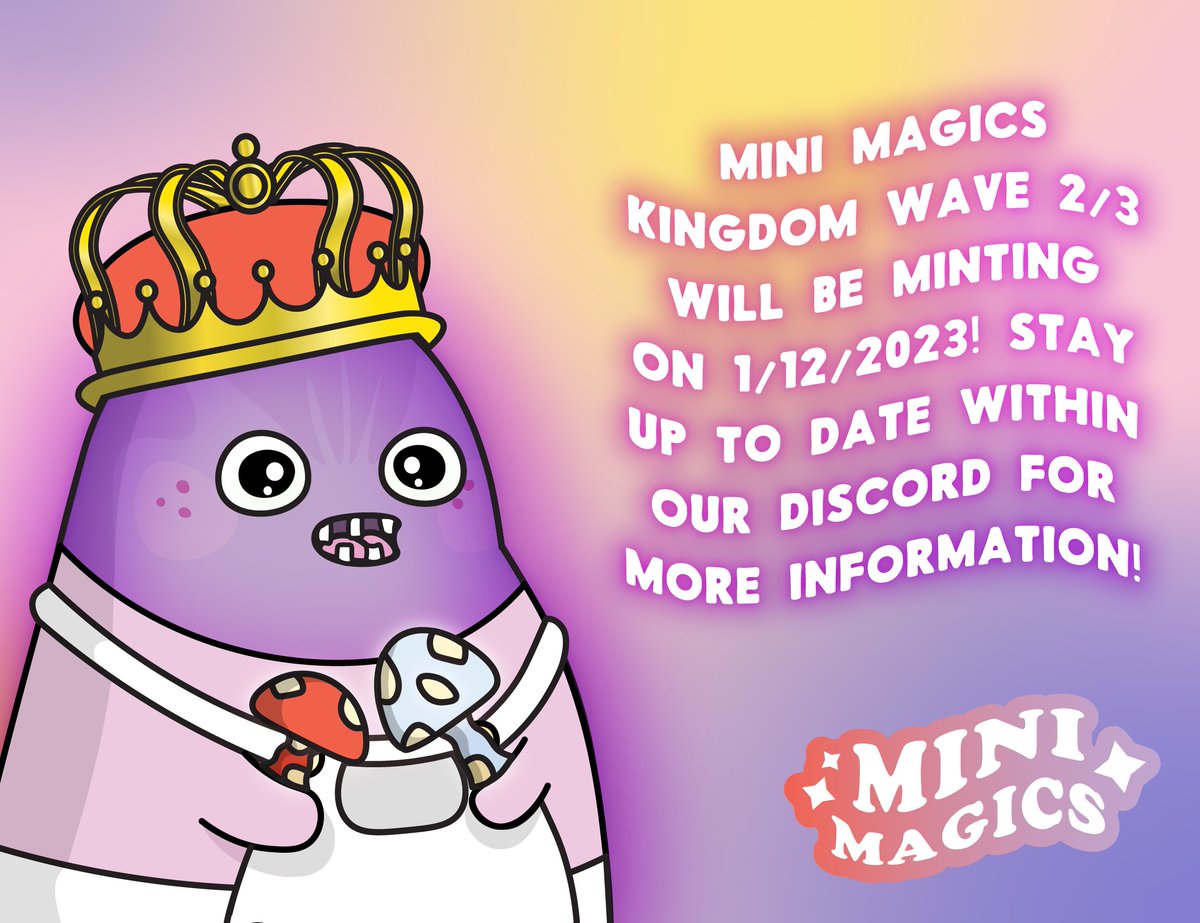 MiniMagicsNFT's tweet photo. 😲🎊WAVE 2 - JANUARY 12 @ 6PM UTC🎊😲

The time is upon us! To learn more, check out the announcements section in our discord 🧙‍♂️👇
https://t.co/4dSRfb9Jdv

#CNFT #CNFTCommunnity #Cardano #CNFTProject https://t.co/um6hU3vkoo