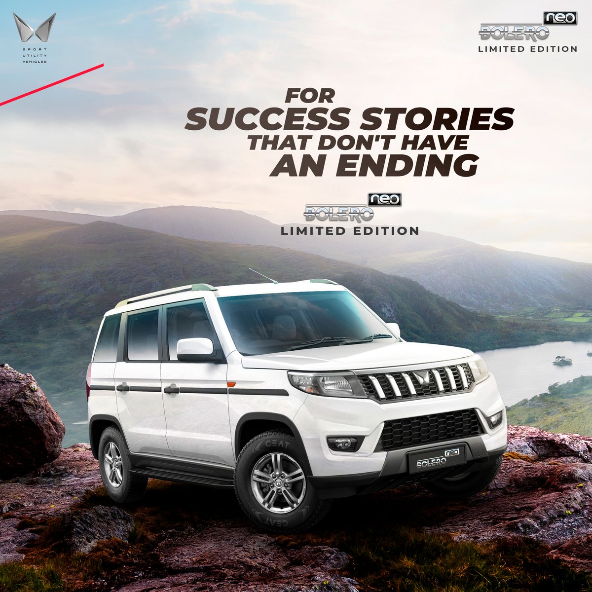 MahindraBolero's tweet photo. Introducing an SUV that shares your drive to reach the top. The Bolero Neo Limited Edition.

#BoleroNeo #LimitedEdition https://t.co/LTxkubwFIW
