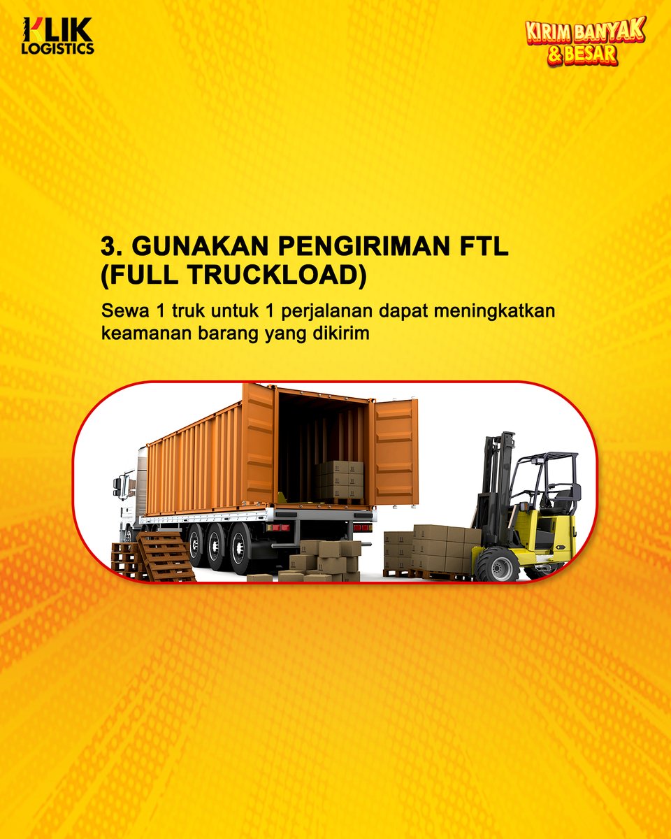 Ini dia tips buat Sobat Klik supaya barang pengiriman jadi lebih aman sampai ke tujuan!

Informasi kirim barang aman cek kliklogistics.co.id 

#jasakontraktor #jasakirimcargo #pengirimanbarang #jasakirim #jasaekspedisi #cargodarat #cargolaut #sewakontainer #kirimmotor