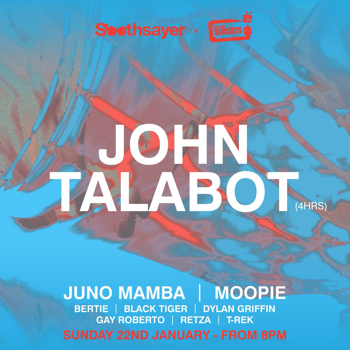 Thrilled to announce @JohnTalabot and welcome him to the hallowed halls of @RevolvrUpstairs — Sun 22 Jan Support from Soothsayer’s own @junomamba and a slew of local heroes <3 → bit.ly/JOHNTALABOTTIX