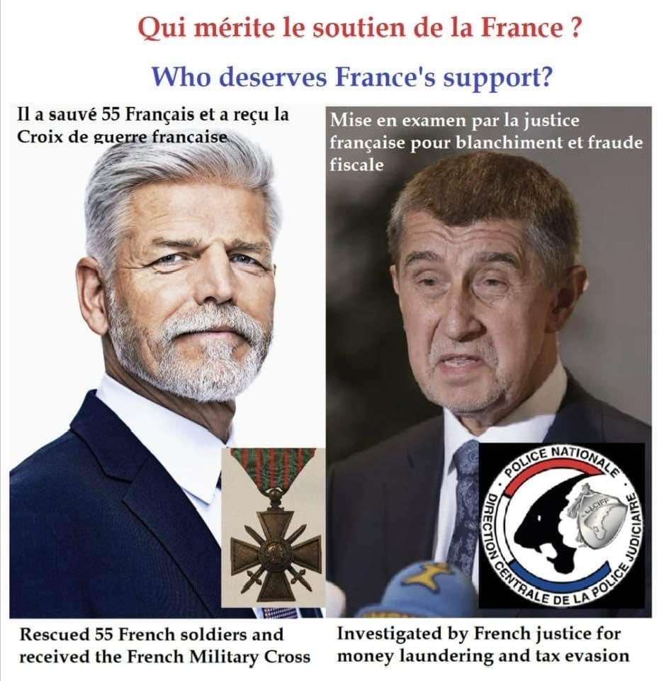 _JakubJanda's tweet photo. French President Macron openly supports corrupt Czech oligarch Babiš three days before Czech presidential elections.

The second candidate is a hero of France, but Macron does not give a crap and interferes in domestic Czech affairs against him. https://t.co/PuuhCqapP0