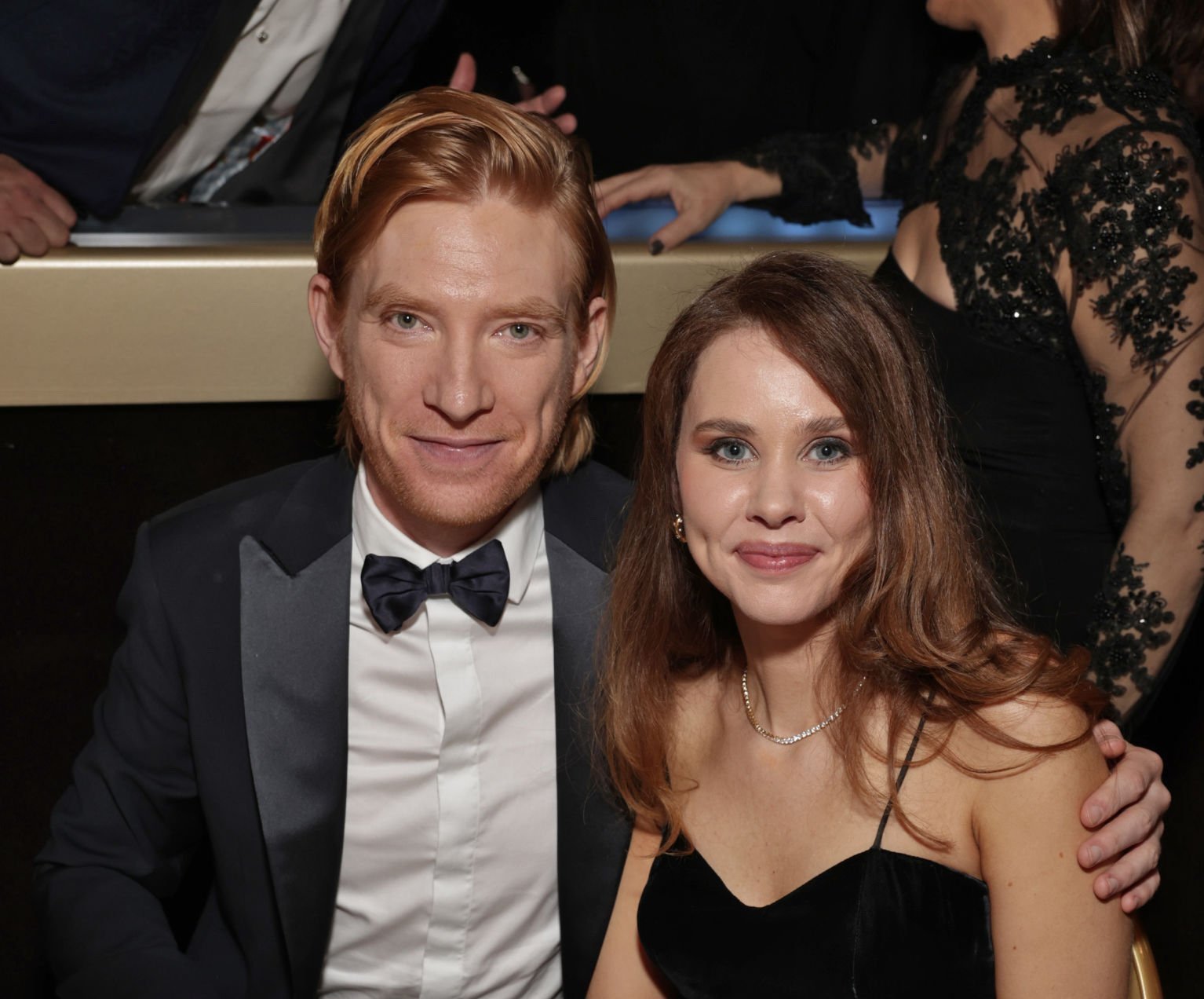 huxs-side-part on X: “Domhnall Gleeson and Juliette Bonass at the 