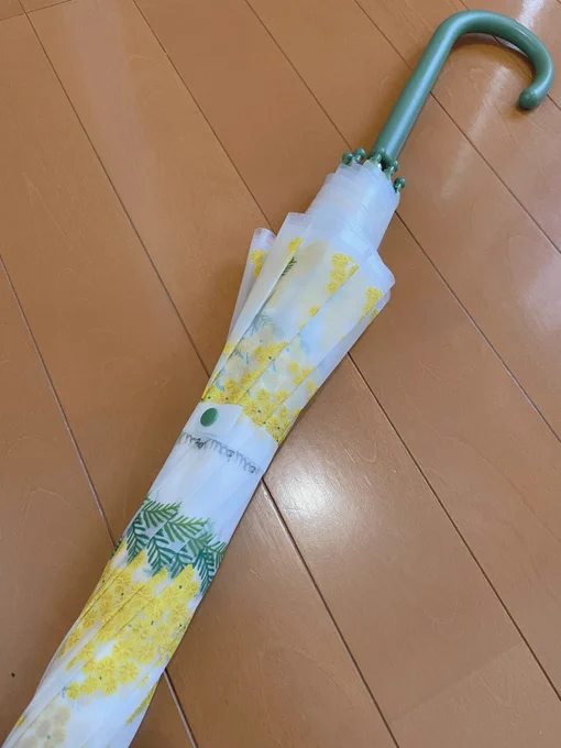 今日はカバンを買いに行ってその時に一目惚れしたビニ傘。ミモザ可愛すぎて。買ってしまった。雨早く降って。 