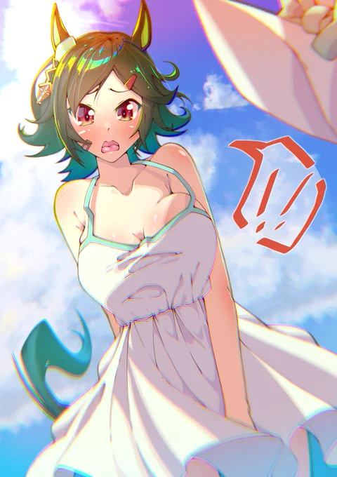 風に帽子が飛ばされちゃうチケゾー!!!#ウマ娘 #ウイニングチケット 