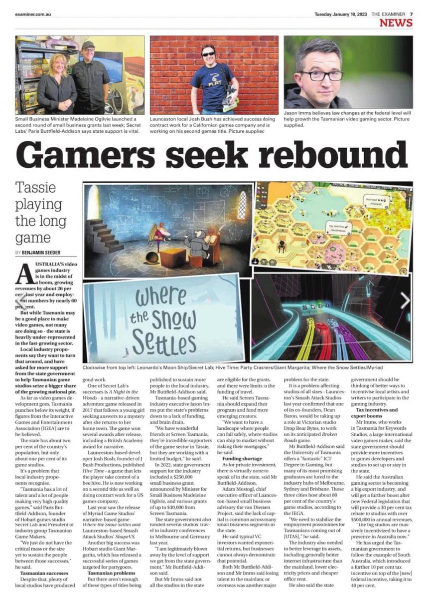 In case you missed it #tasmanian game devs represent! Join the community over <a href="/TasGameMakers/">Tas Game Makers</a> #tasmania #gamedev #videogames