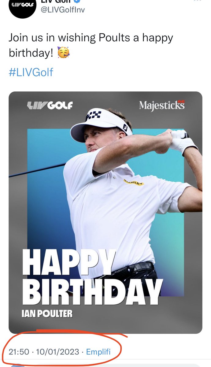 I think the most amusing part of Ian Poulter getting upset that the Ryder Cup Europe Twitter account hadn’t wished him a happy birthday is that LIV Golf didn’t either but saw his tweet so rushed one out 16 minutes later