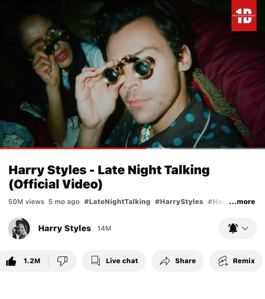 1directioner0's tweet photo. @Harry_Styles's #LateNightTalking Deserves More https://t.co/dAUKwaAYKb