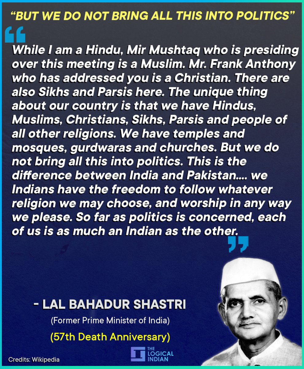LogicalIndians's tweet photo. On October 2, 1904, in Mughalsarai, Uttar Pradesh, Shri Lal Bahadur Shastri, the second Prime Minister of India, was born. His father passed away when he was one and a half years old. 

#deathanniversary #lalbahadurshastri #formerprimeminister https://t.co/y4SSZwpjyx