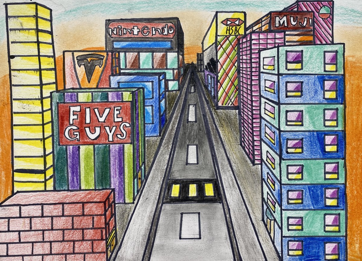 NAISHongKong's tweet image. Year 9 have been investigating one point perspective and have created these wonderful cityscapes that communicate their culture and local environment.
#NAISHongKong #NordAngliaEducation #NAEBeAmbitious #CreateYourFuture #GlobalEducation #InternationalEducation #Art #Cityscapes