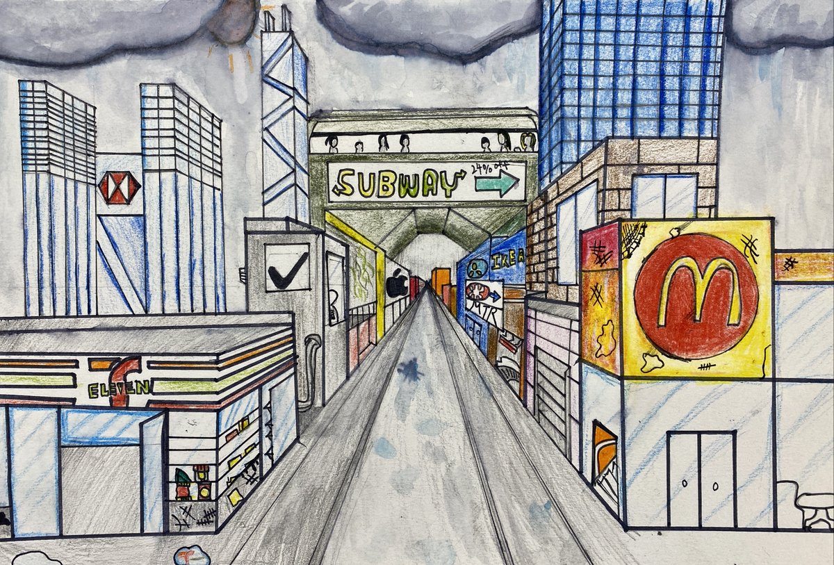 NAISHongKong's tweet image. Year 9 have been investigating one point perspective and have created these wonderful cityscapes that communicate their culture and local environment.
#NAISHongKong #NordAngliaEducation #NAEBeAmbitious #CreateYourFuture #GlobalEducation #InternationalEducation #Art #Cityscapes