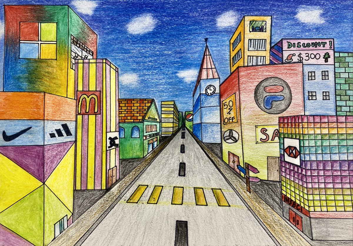 NAISHongKong's tweet image. Year 9 have been investigating one point perspective and have created these wonderful cityscapes that communicate their culture and local environment.
#NAISHongKong #NordAngliaEducation #NAEBeAmbitious #CreateYourFuture #GlobalEducation #InternationalEducation #Art #Cityscapes