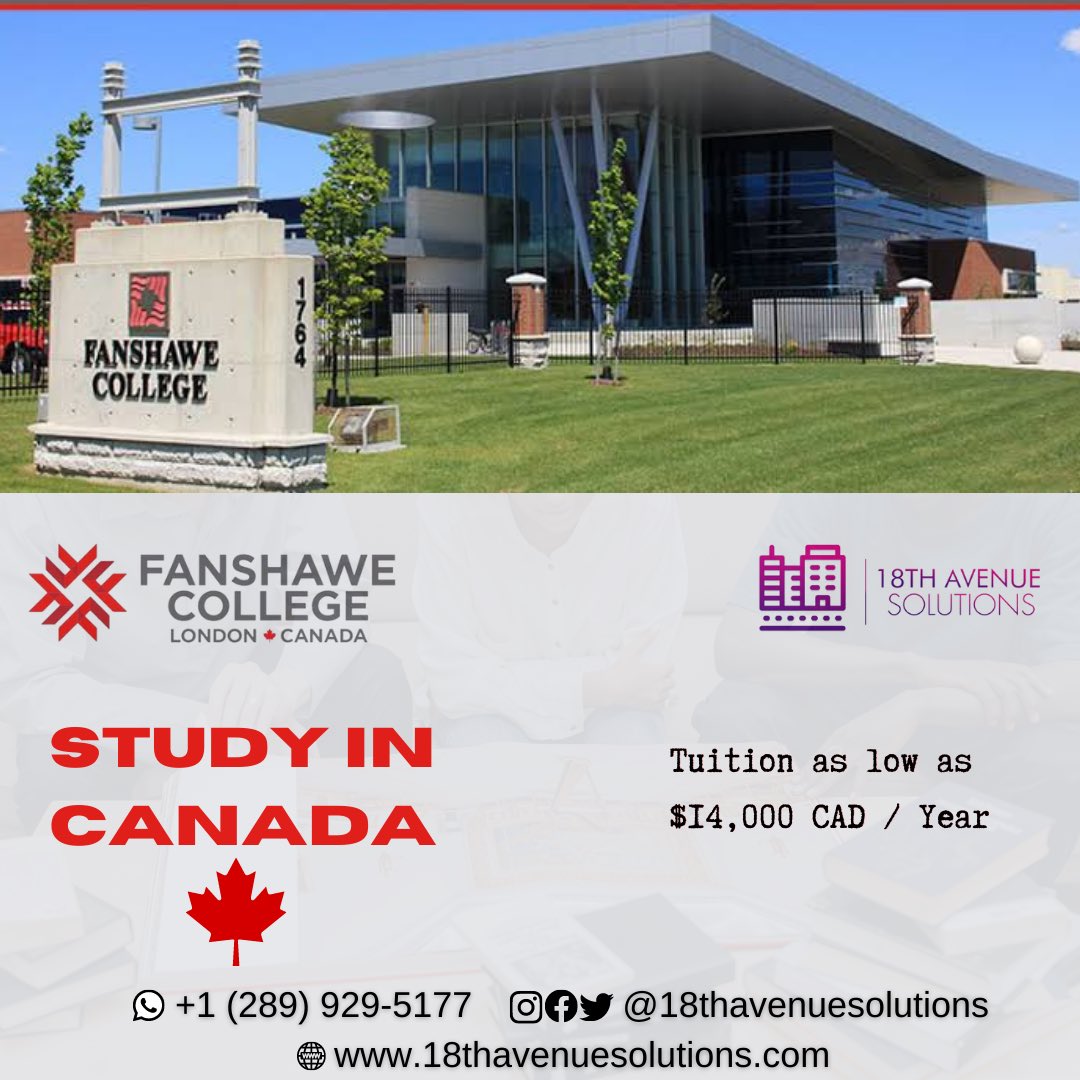 18thAvenueS's tweet photo. Study at Fanshawe College with tuition as low as $14,000 CAD/Year.
DM us or Contact us: +1 (289) 929-5177
Email: Info@18thavenuesolutions.com
#fanshawe #fanshawecollege #canada #newdispensation #studyroute #studyincanada #studentvisa #studypermit #workpermit #externalpathways https://t.co/l8pDmgCjWX