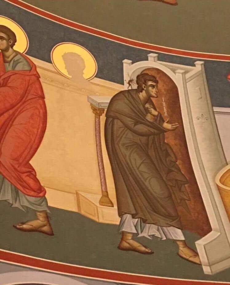Јединствена и врло моћна слика Јуде како напушта Тајну Вечеру. Управо овај празни ореол и силуета су сјенка онога шта је могао постати. То говори о потенцијалу у свакоме од нас и како се лако тога можемо одрећи.