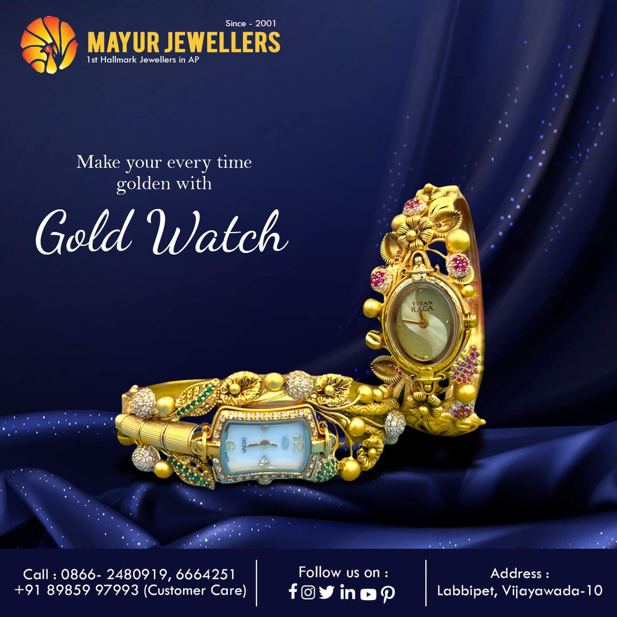 Make Your Every Time Golden with Gold Watch!

#mayurjewellers #mayurjewellersvijayawada #goldjewellery #templejewellery #latestjewellerydesigns #goldjewelery #gold #mayur #hallmarkjewellery #hallmarkgoldjewelery #goldwatch #watch #goldwatchlatestdesigns