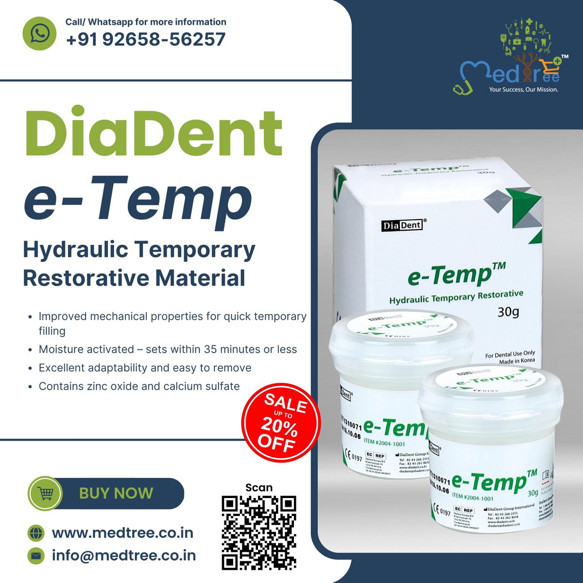 Medtreeindia's tweet image. DiaDent e-Temp (Pack of 30gm)
Buy Now: medtree.co.in/product/diaden…

#etemp #Diadent #temporaryfilling #RestorativeMaterial #dentalmaterials #dentalmaterial #toothfilling #sale #discount #dentalproduct #endodontics #endodontictreatment #endodontist #dentalavenue #MedTree #medtreeindia