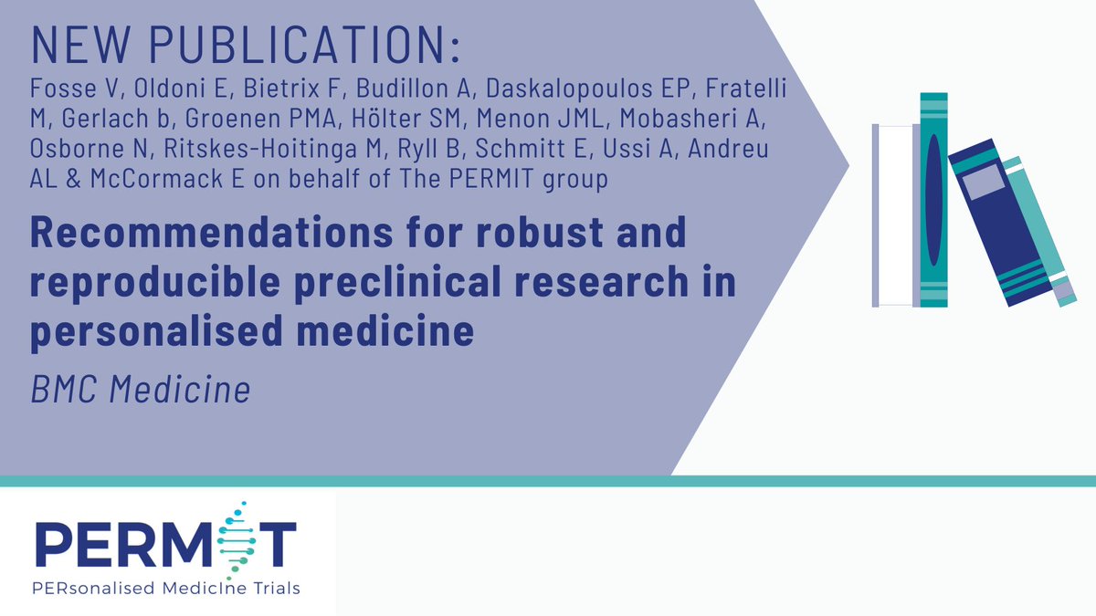 ECRIN_ERIC's tweet photo. New #PERMITProject publication: Recommendations for robust & reproducible preclinical research in personalised medicine.
15 recommendations are presented aiming to improve the robustness of preclinical methods in translational research for PM.
https://t.co/wIySul0HEf https://t.co/zAS8pYOlOm