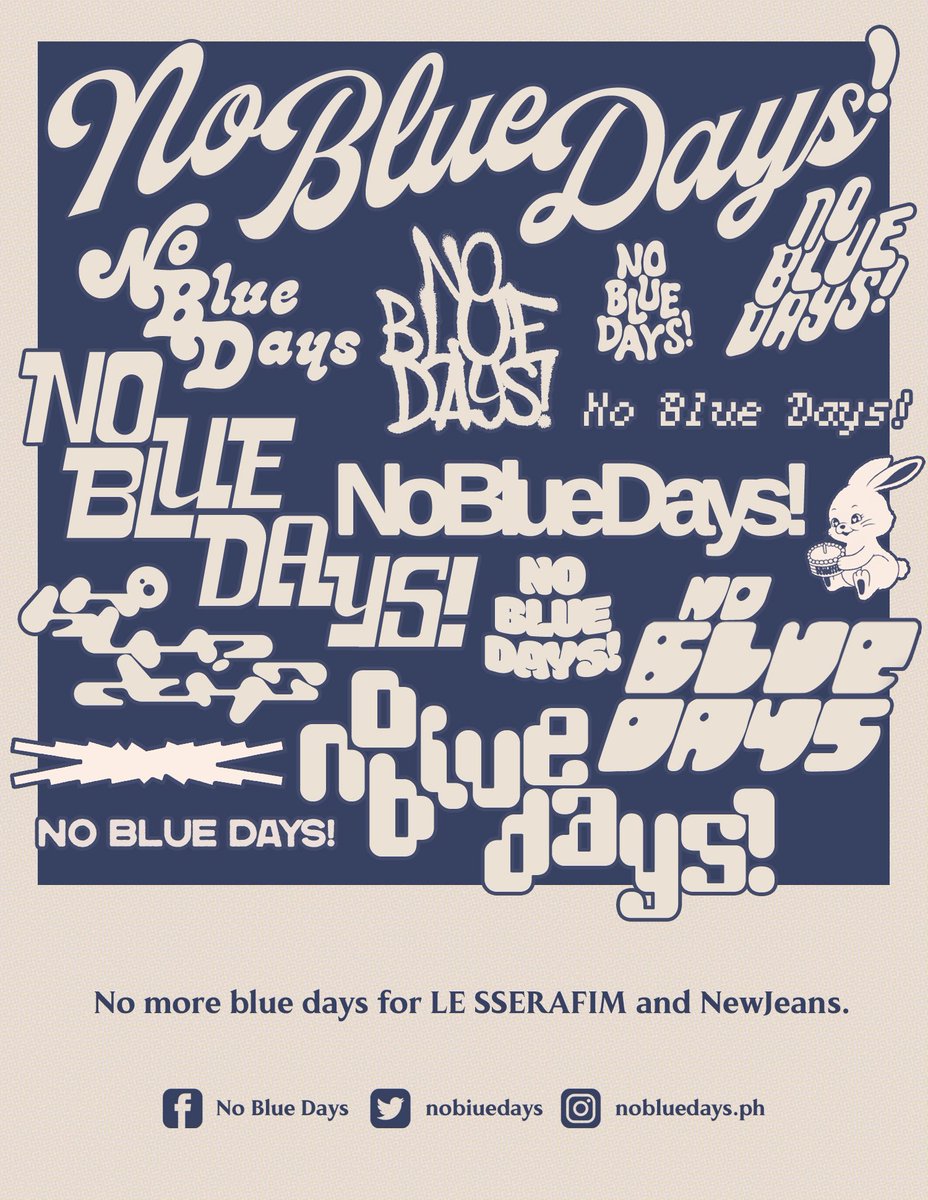 nobIuedays's tweet photo. ATTENTION 💌🗣 

To all FEARNOTS and Bunnies,
We are No Blue Days! ✨💙 

A new fanclub for #LESSERAFIM and #NewJeans based in the PH eager to unite fans, promote both groups, and create exciting experiences for fans all over the country! 💫

See you soon~ 
💙🐯🐻🐱🐰🐍🐶🦢🐹🐈💨 https://t.co/YBQrcnhsuT