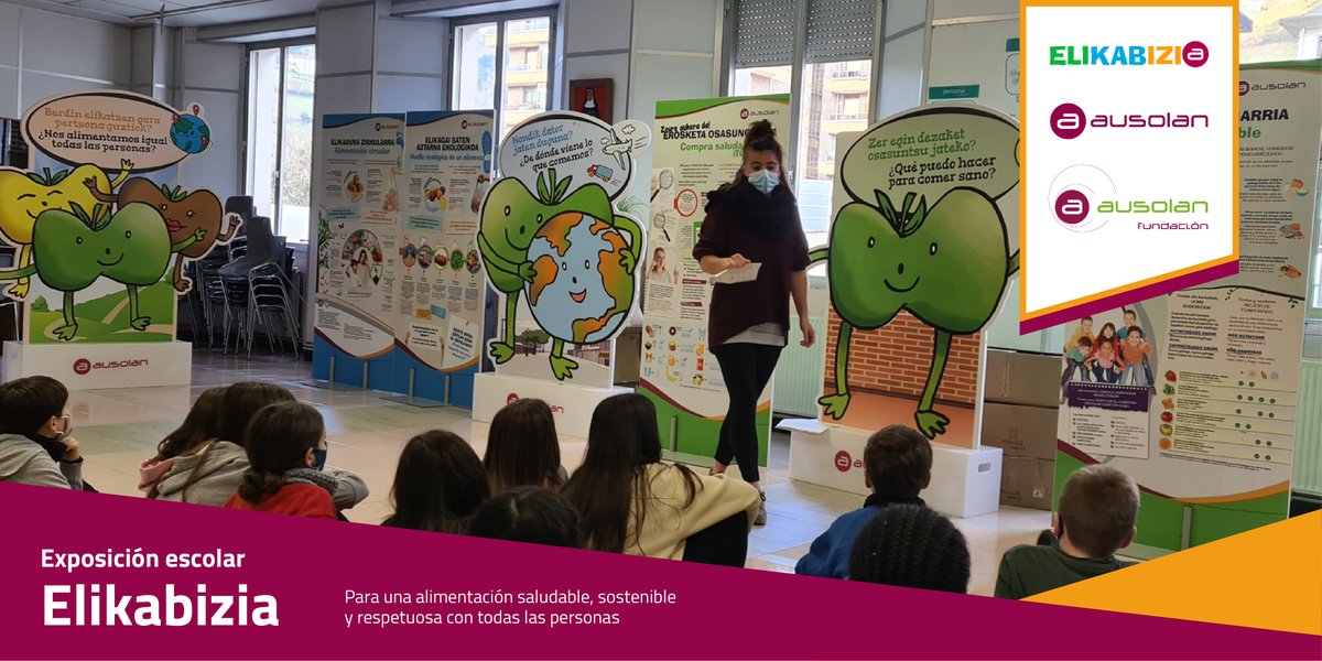 GrupoAUSOLAN's tweet photo. Tras el éxito de la última edición... ¡Vuelve #Elikabizia! La exposición escolar de @Fund_Ausolan y el equipo del proyecto educativo 📔 de #Ausolan en P. Vasco y Navarra, para promover una alimentación 🍅🥑 saludable, sostenible y solidaria. https://t.co/6wsgDXkwWH https://t.co/2cWn6OWO0T