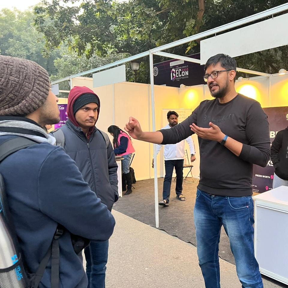 bitbns's tweet image. BitBns CEO and founder, @gauravdahake explaining about capabilities of web3 and DAO on BECon 2023 event at IIT Delhi.

Which topic should we pick for our future events?

#Crypto #IIT #IITD #DAO #NFTs