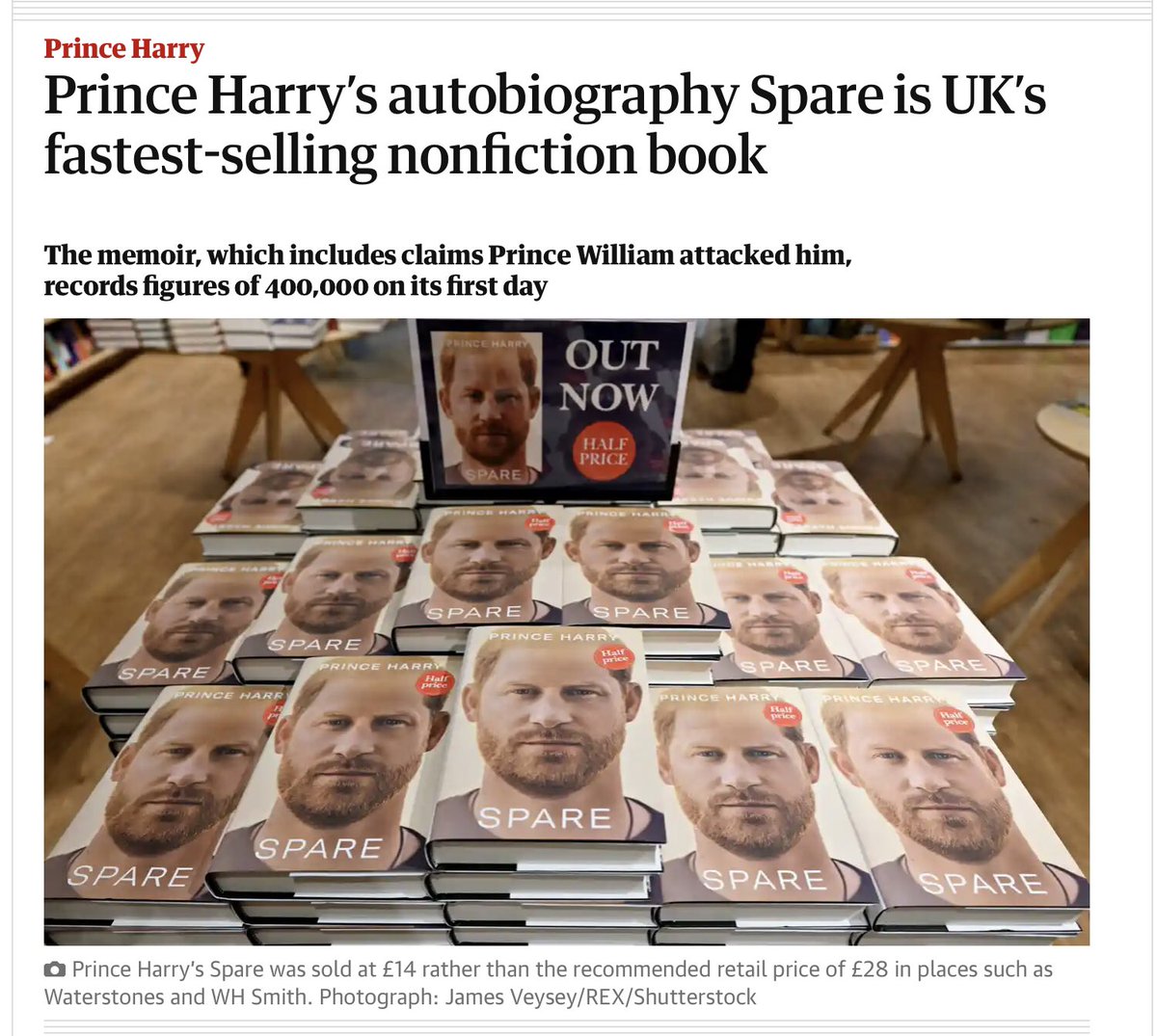 WiseOne323's tweet photo. Congratulations Prince Harry on your best selling memoir. 🎉🎉🎉
The truth shall set you free. 🙏🏽 Thoroughly enjoying hearing Harry’s stories in his voice.🤴Highly recommend buying hardcover and audiobook. #Spare #SparebyPrinceHarry https://t.co/SOEmBnGTPy