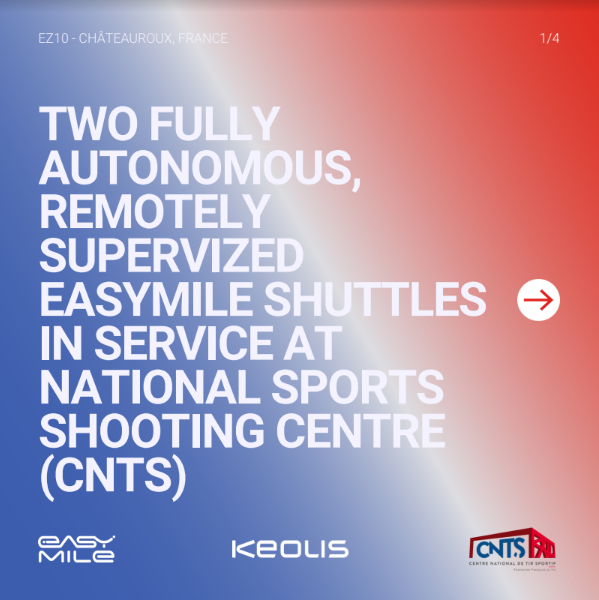 Easy_Mile's tweet photo. [#News] Another #realservice at #Level4 of #autonomousdriving.  With #KeolisGroup, #two #EasyMile shuttles with a single, remote supervizor at the #CNTS in #Châteauroux 🚐🚐🧑🏻‍💻🇫🇷

Read more: https://t.co/yIF2GVnDWQ https://t.co/SOgwYOnANV