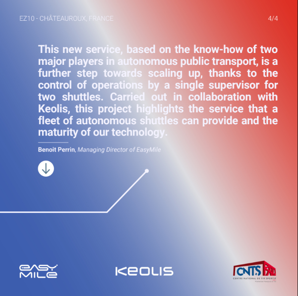 Easy_Mile's tweet photo. [#News] Another #realservice at #Level4 of #autonomousdriving.  With #KeolisGroup, #two #EasyMile shuttles with a single, remote supervizor at the #CNTS in #Châteauroux 🚐🚐🧑🏻‍💻🇫🇷

Read more: https://t.co/yIF2GVnDWQ https://t.co/SOgwYOnANV