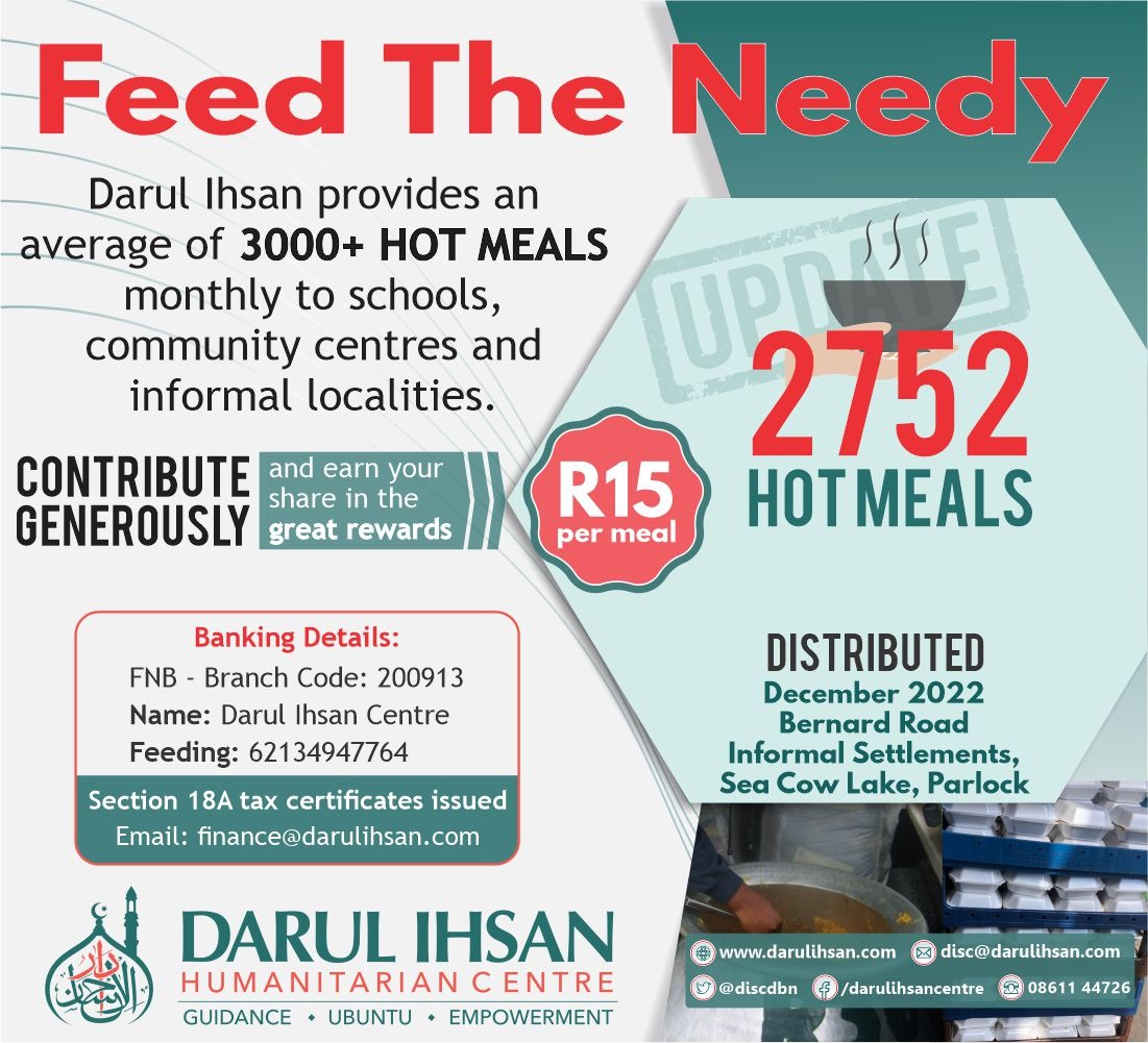 discdbn's tweet photo. 🔹 Darul Ihsan Relief Team🔹
✨ Feed the Needy✨

#Feeding #ReliefTeam #HotMeals #DarulIhsan https://t.co/XjgdQ7Qwkk