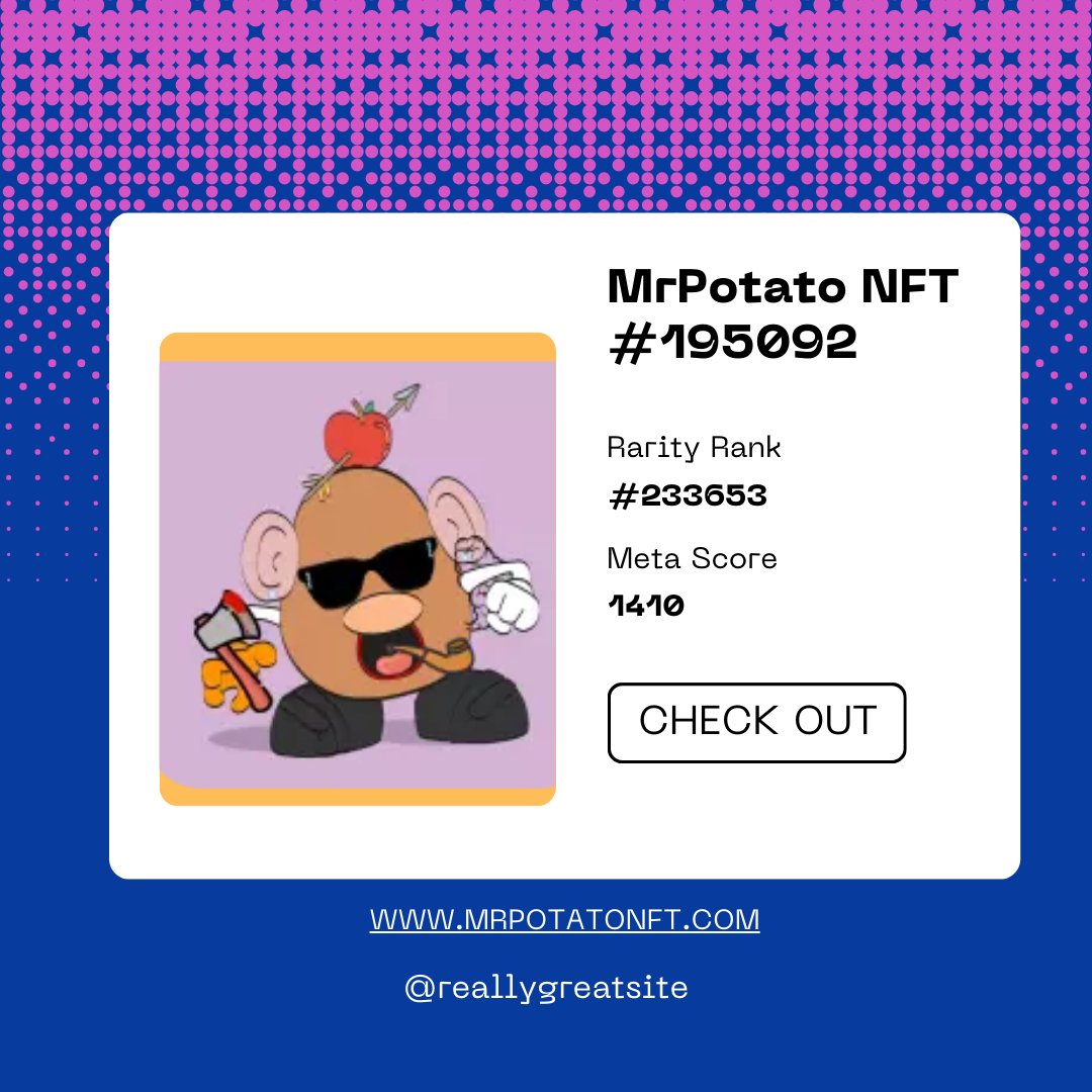 MrPotatoNFT2's tweet photo. Potato Token | Mr.Potato NFT.
https://t.co/uGZWubfFh2
#nft #NFTA #nfte #nftmyers #NFTS #nfto #marketing #marketingonline #marketingstrategy #online #cryptocurrency #forex #bitcoin #bitcoinprice #entrepreneur #forextrader #bitcoins #trading #investment #business https://t.co/qje4mJzheP