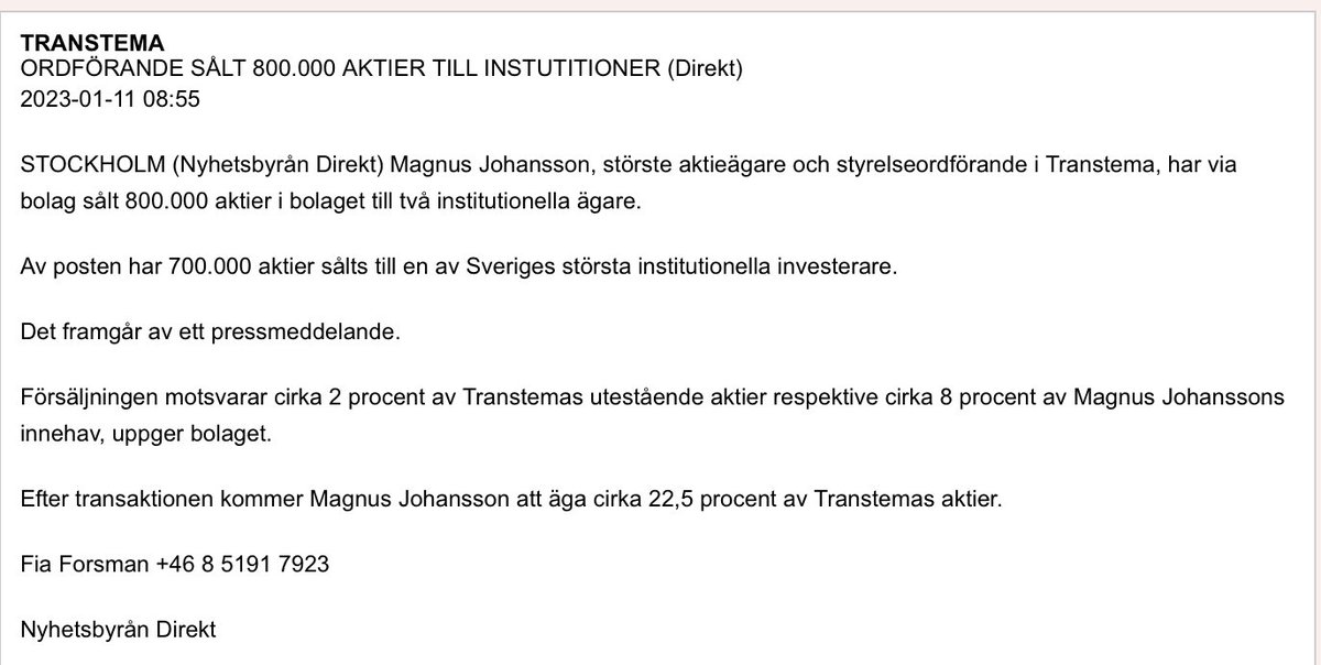 varmdoinvest's tweet photo. #Transtema - positivt med fler institutionella ägare https://t.co/so7LEXOjQm