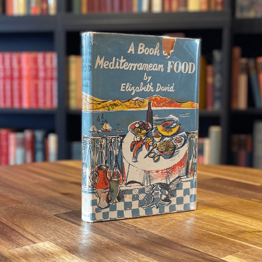 dakerbooks's tweet photo. Books you will see on our stand at the @pbfaorg York New Year Book Fair this Saturday @yorkracecourse Part I:

A Book of Mediterranean Food by Elizabeth David. Macdonald &amp; Co, 1958.

First edition. Near fine book in good dust jacket. £125.

#beautifulbooks
#rarebooks
#dakerbooks https://t.co/Y8EvW3dcGj