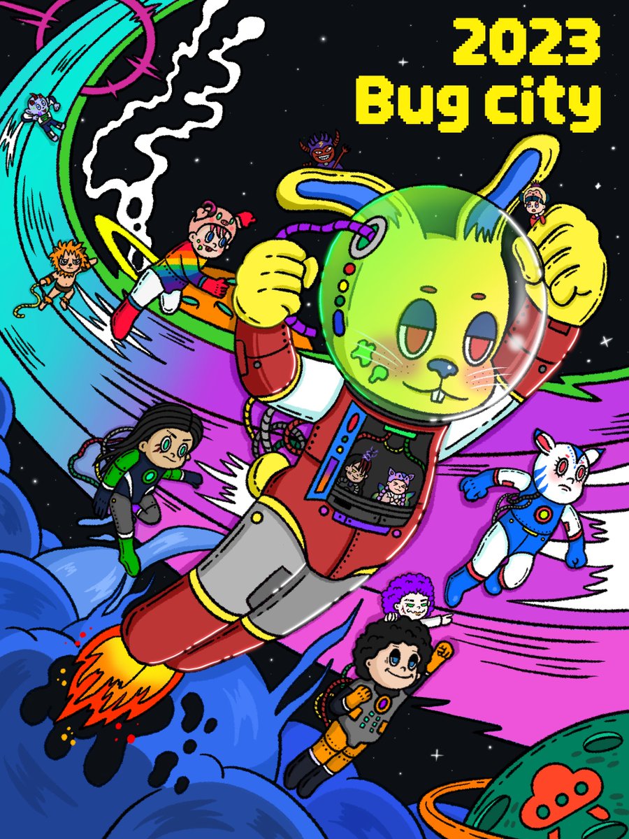CaveDAO_org's tweet image. 🐰BugCity&apos;s 2023🐰

BugCity&apos;s 2023 will be full of surprises!🔥
Social, fun, and earn. 

Wanna be featured in BugCity&apos;s Arts? 
1️⃣ be one of our active citizen 
2️⃣ or bid &amp;amp; win on BTC🪙auction!

#bugcity