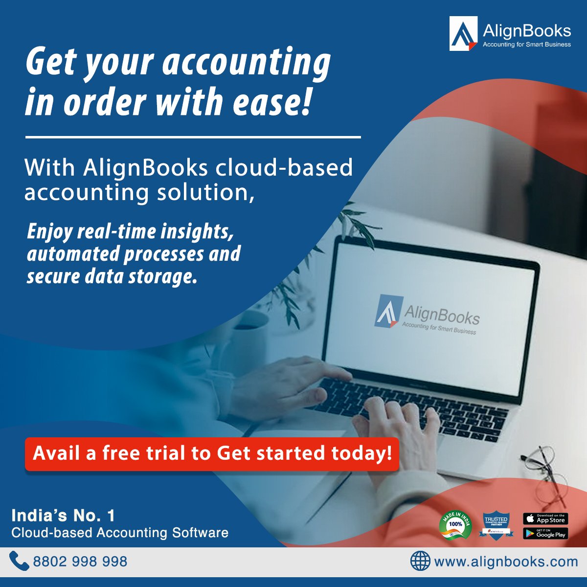 align_books's tweet photo. Get your #Accounting organized with #AlignBooks!
The #cloudbasedaccountingsolution that provides real-time insights, automated processes, and #securedata storage!
Contact us for more info- 8802998998
Click the link in the bio for a Free Trial!
#AlignWithAlign #ERP #GST #taxes https://t.co/MpcvhWxyzD