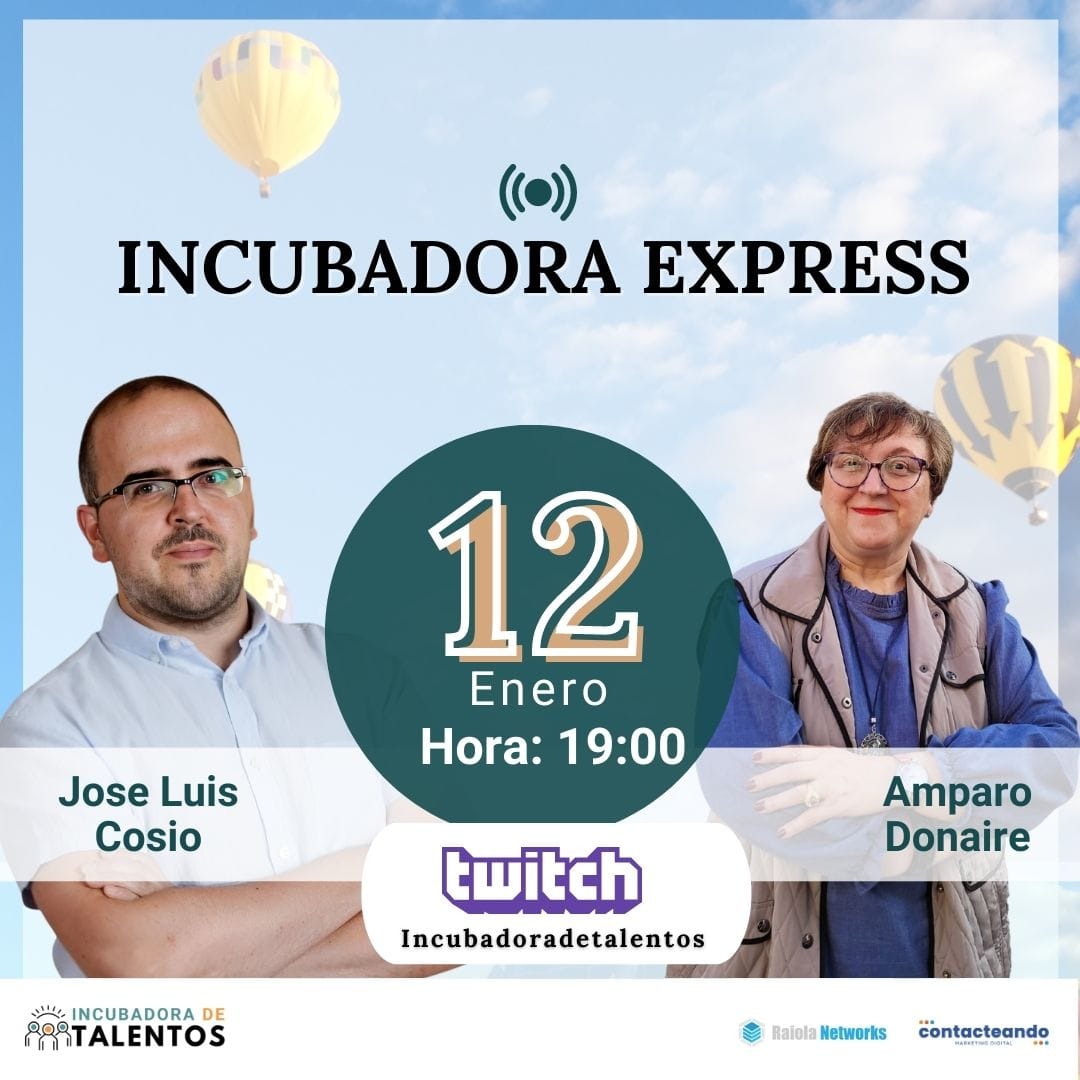 LaIncubadoraDeTalentos (@idtalentos) on Twitter photo "𝗜𝗻𝗰𝘂𝗯𝗮𝗱𝗼𝗿𝗮 𝗘𝘅𝗽𝗿𝗲𝘀𝘀"
🗓️ #Jueves, 12 de #Enero2023
⏰ 19:00 horas
<a href="/a_donnas/">Amparo Donaire</a> y <a href="/jlcalcalde/">@JLCAlcalde</a> vuelven a nuestro canal de #twitch
twitch.tv/incubadoratale…
Gracias a <a href="/RaiolaNetworks/">Raiola Networks</a> y <a href="/contacteando/">@contacteando®</a> por su apoyo. "𝗜𝗻𝗰𝘂𝗯𝗮𝗱𝗼𝗿𝗮 𝗘𝘅𝗽𝗿𝗲𝘀𝘀"
🗓️ #Jueves, 12 de #Enero2023
⏰ 19:00 horas
<a href="/a_donnas/">Amparo Donaire</a> y <a href="/jlcalcalde/">@JLCAlcalde</a> vuelven a nuestro canal de #twitch
twitch.tv/incubadoratale…
Gracias a <a href="/RaiolaNetworks/">Raiola Networks</a> y <a href="/contacteando/">@contacteando®</a> por su apoyo.