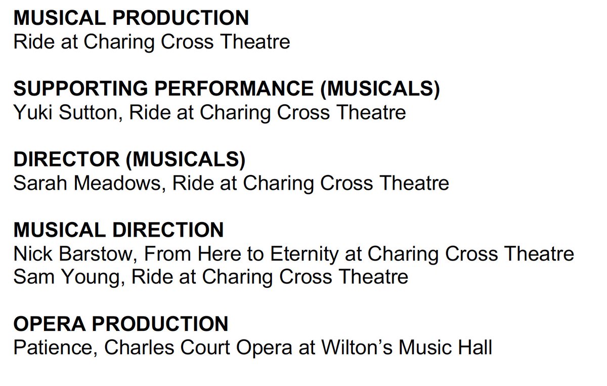 KevinWilsonPR's tweet photo. HUGEST CONGRATS to KWPR's 13 shortlist finalists in the 2023 OFFIES. What an amazing year for @CharingCrossThr with @Ride_Musical getting 5 noms and @FHTEMusicalUK 2 noms... and KWPR clients have nabbed 3 of the 4 shortlist noms for Lead Performance in a Musical. WOW! (1/2) https://t.co/nQ5f5r9GZz